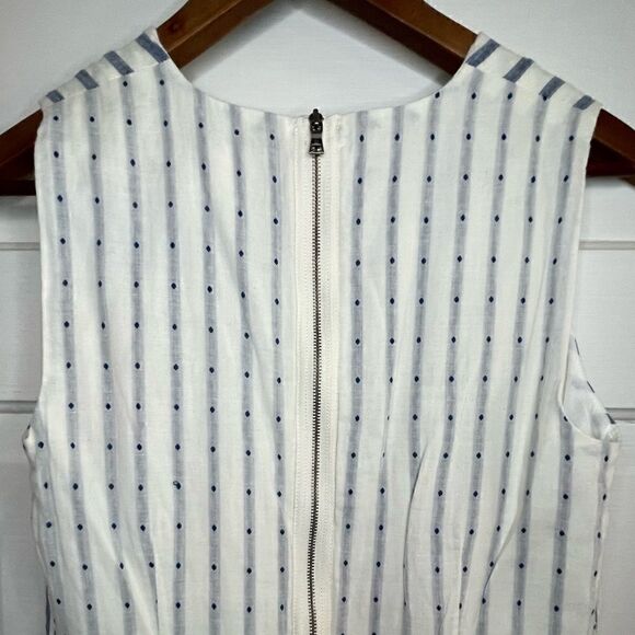 BCBGMaxAzria Blue & White Vertical Striped Sleeveless Dress w/ Exposed Zipper - Picture 9 of 13